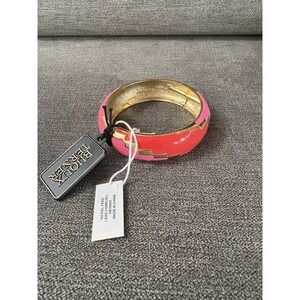 Bijoux Terner Gold Pink Red Enamel Fire BR Tone Clamp Bracelet New‎ With Tag $98